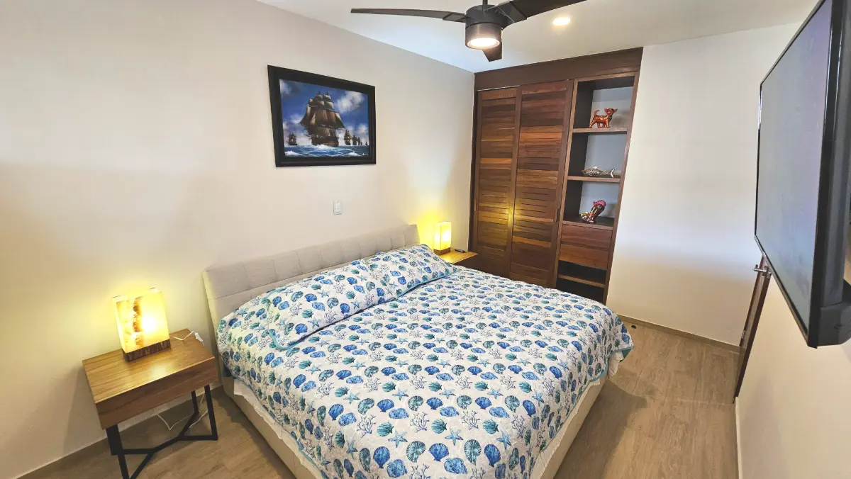 Stylish main living area with smart TV