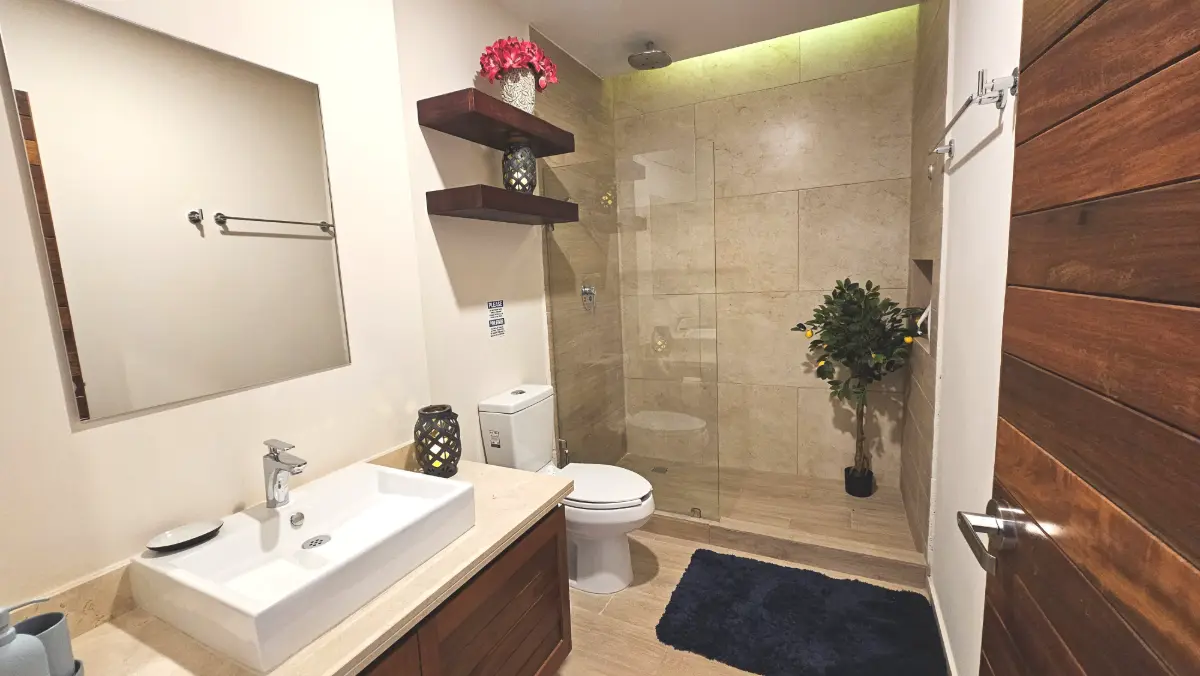 Private balcony with dining area overlooking the ocean